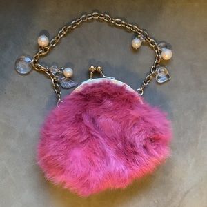 Sondra Roberts Squared mauve/pink rabbit fur mini bag